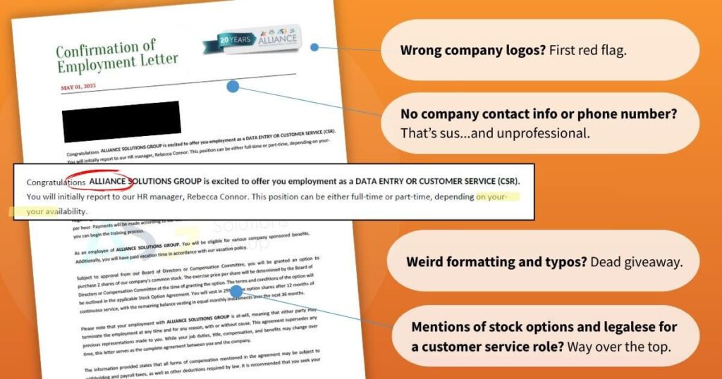 job offer scam letter example